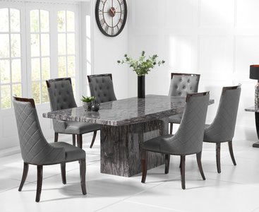 View Crema 160cm grey marble dining table with 8 grey francesca chairs View Crema 160cm grey marble dining table with 8 grey francesca chairs