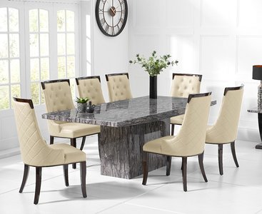 View Crema 180cm grey marble dining table with 10 cream francesca chairs View Crema 180cm grey marble dining table with 10 cream francesca chairs