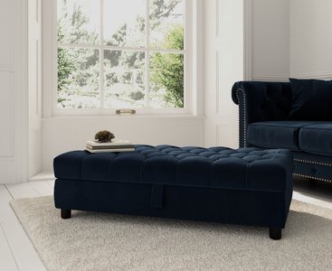 View Mayfair dark blue velvet storage footstool View Mayfair dark blue velvet storage footstool