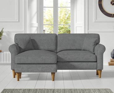 View Darwin charcoal grey fabric left hand facing chaise corner sofa View Darwin charcoal grey fabric left hand facing chaise corner sofa