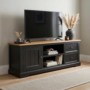 View Charlton oak and black painted super wide tv cabinet