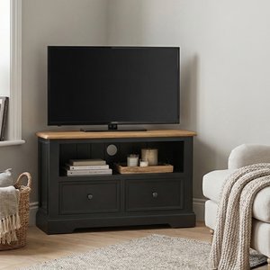View Charlton oak and black painted corner tv cabinet View Charlton oak and black painted corner tv cabinet