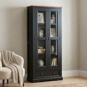 View Charlton oak and black painted glazed display cabinet View Charlton oak and black painted glazed display cabinet