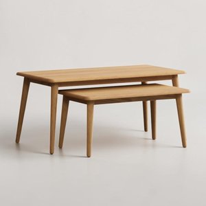 View Rosa solid oak compact nesting coffee tables View Rosa solid oak compact nesting coffee tables