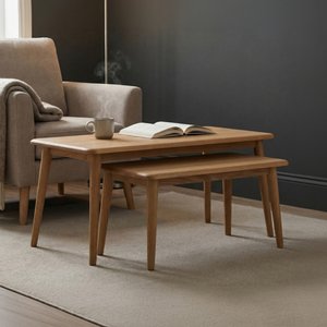 View Rosa solid oak compact nesting coffee tables View Rosa solid oak compact nesting coffee tables