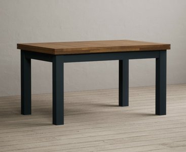 View Extending buxton 140cm oak and dark blue painted dining table View Extending buxton 140cm oak and dark blue painted dining table