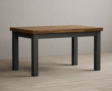 View Extending buxton 140cm oak and charcoal grey painted dining table View Extending buxton 140cm oak and charcoal grey painted dining table