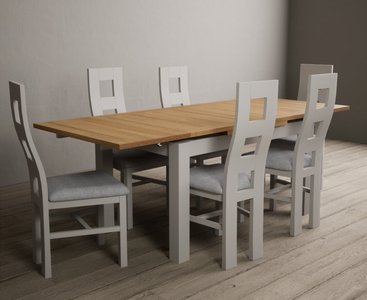 View Extending buxton 140cm oak and soft white painted dining table with 6 oak painted chairs View Extending buxton 140cm oak and soft white painted dining table with 6 oak painted chairs