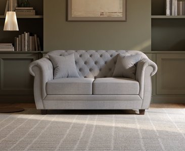 View Eva chesterfield grey linen fabric 2 seater sofa View Eva chesterfield grey linen fabric 2 seater sofa