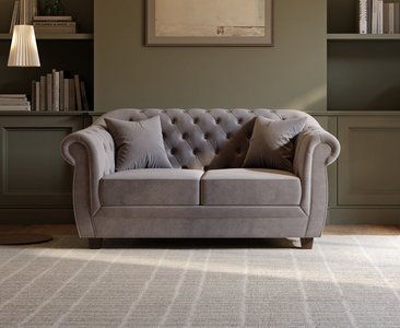 View Eva chesterfield light grey velvet 2 seater sofa View Eva chesterfield light grey velvet 2 seater sofa