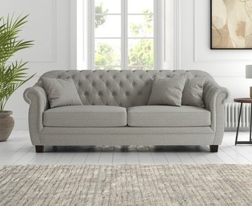 View Eva chesterfield grey linen fabric 3 seater sofa View Eva chesterfield grey linen fabric 3 seater sofa