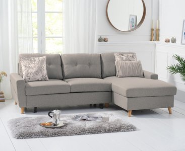 View Florence right facing chaise sofa bed in grey linen View Florence right facing chaise sofa bed in grey linen