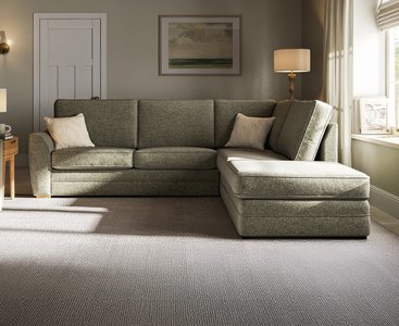 View Bella olive fabric large right hand facing chaise corner sofa View Bella olive fabric large right hand facing chaise corner sofa