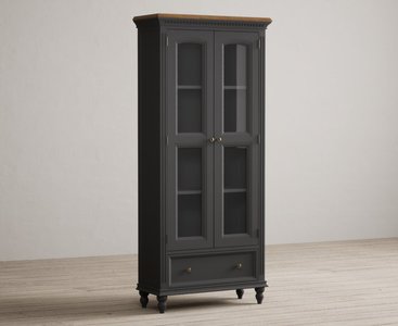 View Francis oak and charcoal grey painted glazed display cabinet View Francis oak and charcoal grey painted glazed display cabinet