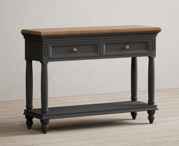 View Francis oak and charcoal grey painted console table View Francis oak and charcoal grey painted console table