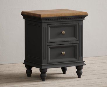 View Francis oak and charcoal grey painted 2 drawer bedside chest View Francis oak and charcoal grey painted 2 drawer bedside chest