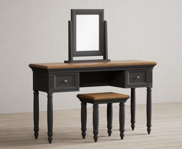 View Francis oak and charcoal grey painted dressing table set View Francis oak and charcoal grey painted dressing table set