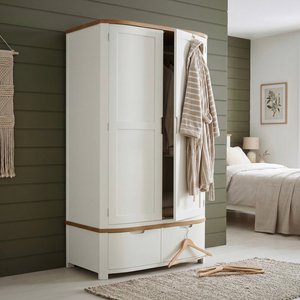 View Bradwell oak and signal white painted double wardrobe View Bradwell oak and signal white painted double wardrobe