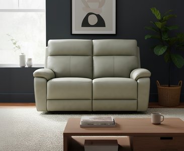 View Cooper light grey leather 2 seater recliner sofa View Cooper light grey leather 2 seater recliner sofa