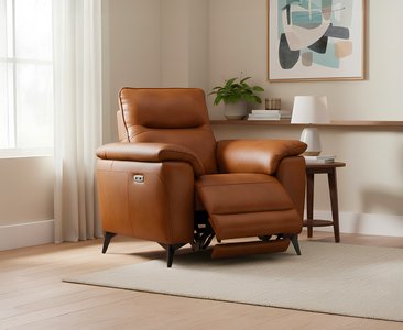 View Sinclair cognac leather recliner armchair View Sinclair cognac leather recliner armchair