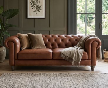 View Jameson chestnut leather 3 seater sofa View Jameson chestnut leather 3 seater sofa
