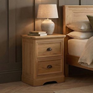 View Cambridge solid oak 2 drawer bedside chest View Cambridge solid oak 2 drawer bedside chest