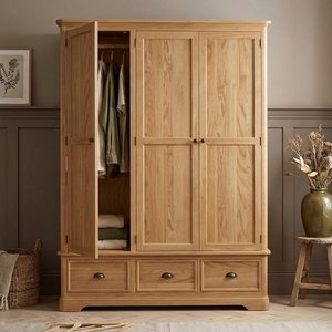 View Cambridge solid oak triple wardrobe