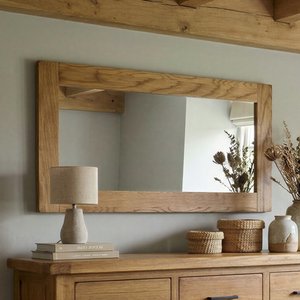 View Rustic solid oak wall mirror | solid oak frame