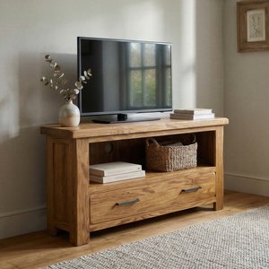 View Rustic solid oak corner tv cabinet | dovetail drawer View Rustic solid oak corner tv cabinet | dovetail drawer