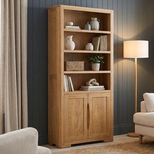 View Harper solid oak tall bookcase View Harper solid oak tall bookcase