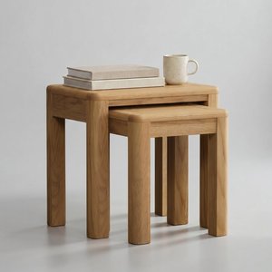 View Harper solid oak nest of tables View Harper solid oak nest of tables