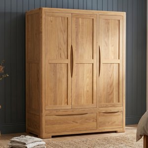 View Harper solid oak triple wardrobe