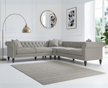View Bromley medium grey linen corner sofa View Bromley medium grey linen corner sofa