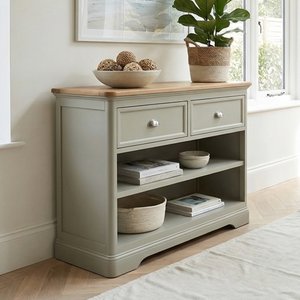 View Brampton soft green painted storage console table View Brampton soft green painted storage console table