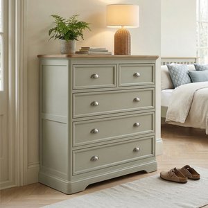 View Brampton soft green painted 2 over 3 chest of drawers View Brampton soft green painted 2 over 3 chest of drawers
