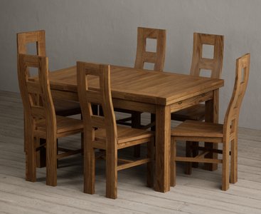 View Extending buxton 140cm rustic solid oak dining table with 6 rustic oak rustic solid oak chairs View Extending buxton 140cm rustic solid oak dining table with 6 rustic oak rustic solid oak chairs