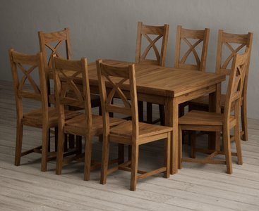 View Extending buxton 140cm rustic solid oak dining table with 8 rustic oak rustic solid oak chairs View Extending buxton 140cm rustic solid oak dining table with 8 rustic oak rustic solid oak chairs