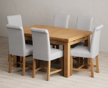 View Extending buxton 140cm solid oak dining table with 10 blue braced chairs View Extending buxton 140cm solid oak dining table with 10 blue braced chairs