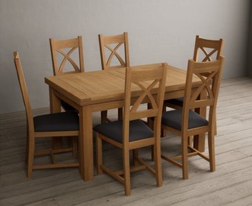 View Extending buxton 140cm solid oak dining table with 6 oak natural chairs View Extending buxton 140cm solid oak dining table with 6 oak natural chairs