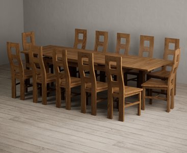 View Extending buxton 180cm rustic solid oak dining table with 12 rustic oak rustic solid oak chairs View Extending buxton 180cm rustic solid oak dining table with 12 rustic oak rustic solid oak chairs