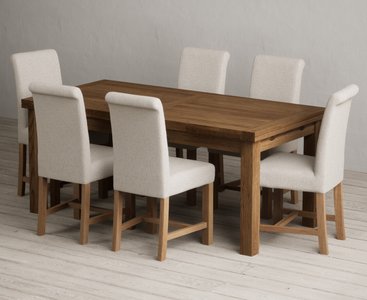 View Extending buxton 180cm rustic solid oak dining table with 6 natural braced chairs View Extending buxton 180cm rustic solid oak dining table with 6 natural braced chairs