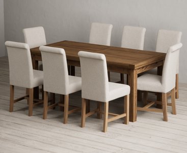 View Extending buxton 180cm rustic solid oak dining table with 8 natural braced chairs View Extending buxton 180cm rustic solid oak dining table with 8 natural braced chairs