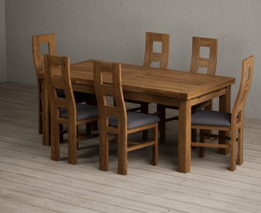 View Extending buxton 180cm rustic solid oak dining table with 6 charcoal grey rustic solid oak chairs View Extending buxton 180cm rustic solid oak dining table with 6 charcoal grey rustic solid oak chairs