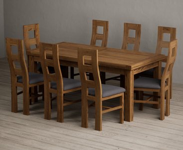 View Extending buxton 180cm rustic solid oak dining table with 8 charcoal grey rustic solid oak chairs View Extending buxton 180cm rustic solid oak dining table with 8 charcoal grey rustic solid oak chairs