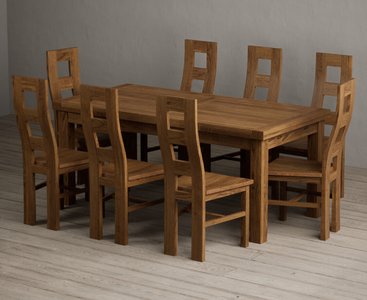View Extending buxton 180cm rustic solid oak dining table with 8 rustic oak rustic solid oak chairs View Extending buxton 180cm rustic solid oak dining table with 8 rustic oak rustic solid oak chairs