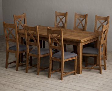 View Extending buxton 180cm rustic solid oak dining table with 8 charcoal grey rustic solid oak chairs View Extending buxton 180cm rustic solid oak dining table with 8 charcoal grey rustic solid oak chairs