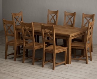 View Extending buxton 180cm rustic solid oak dining table with 8 rustic oak rustic solid oak chairs View Extending buxton 180cm rustic solid oak dining table with 8 rustic oak rustic solid oak chairs