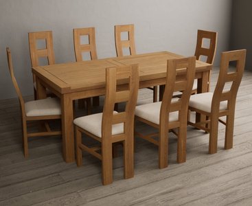 View Extending buxton 180cm solid oak dining table with 12 oak natural chairs View Extending buxton 180cm solid oak dining table with 12 oak natural chairs