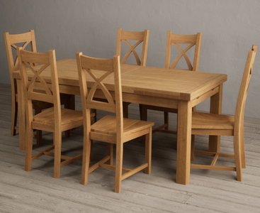 View Extending buxton 180cm solid oak dining table with 6 oak natural chairs View Extending buxton 180cm solid oak dining table with 6 oak natural chairs