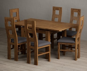View Extending buxton 90cm rustic solid oak dining table with 6 charcoal grey rustic solid oak chairs View Extending buxton 90cm rustic solid oak dining table with 6 charcoal grey rustic solid oak chairs